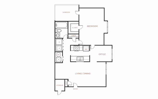 floor plan for a two bedroom apartment at The  Breck