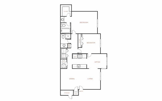 floor plan for the two bedroom apartment at The  Breck