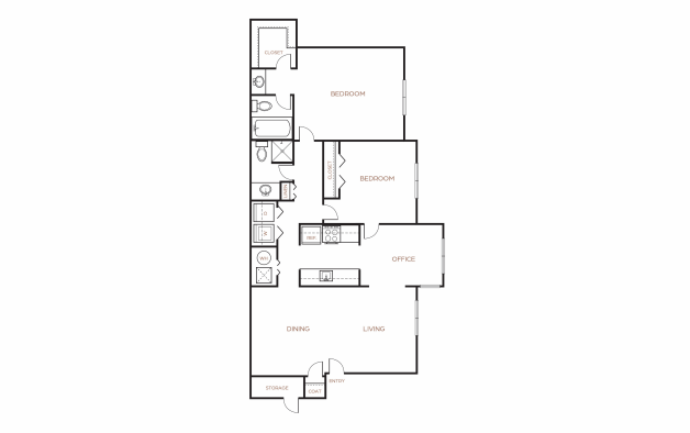 floor plan for a two bedroom apartment at The  Breck