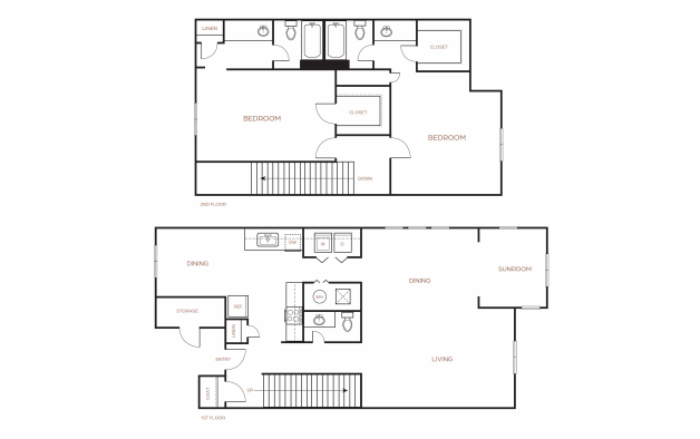 floor plan for a two bedroom apartment at The  Breck