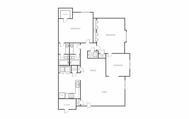 the floor plan for a two bedroom apartment at The  Breck