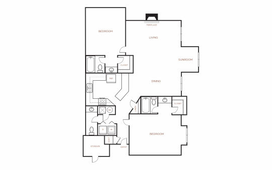 floor plan for a two bedroom apartment at The  Breck